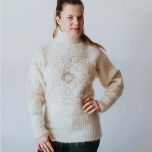 Vintage mohair sweater by Linda Allard for Ellen Tracy, beige, size S